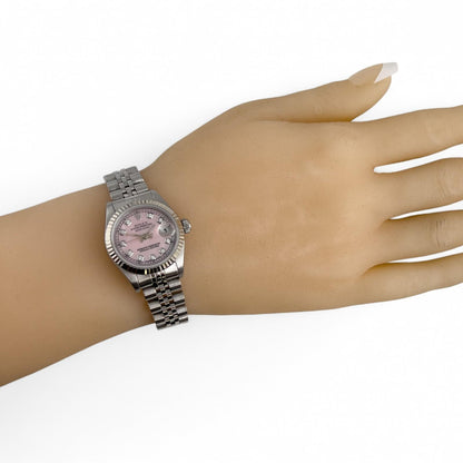 1996 Rolex DateJust 69174 Rose MOP Diamond Stainless Steel 26mm Ladies Watch BOX