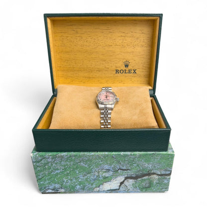 1996 Rolex DateJust 69174 Rose MOP Diamond Stainless Steel 26mm Ladies Watch BOX