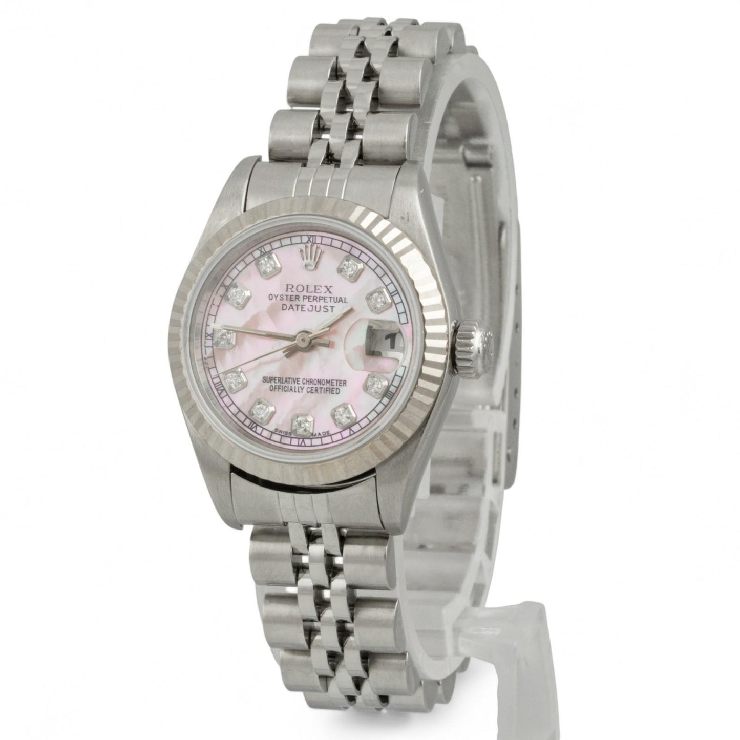 1996 Rolex DateJust 69174 Rose MOP Diamond Stainless Steel 26mm Ladies Watch BOX