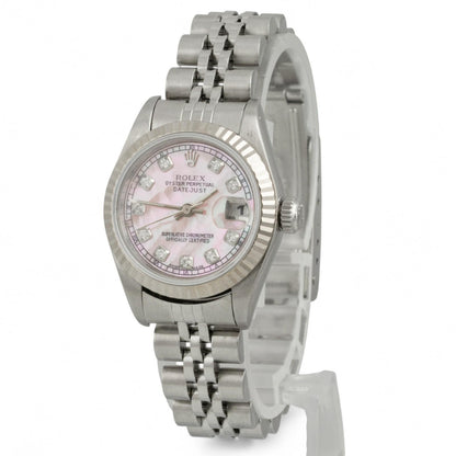 1996 Rolex DateJust 69174 Rose MOP Diamond Stainless Steel 26mm Ladies Watch BOX