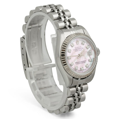 1996 Rolex DateJust 69174 Rose MOP Diamond Stainless Steel 26mm Ladies Watch BOX