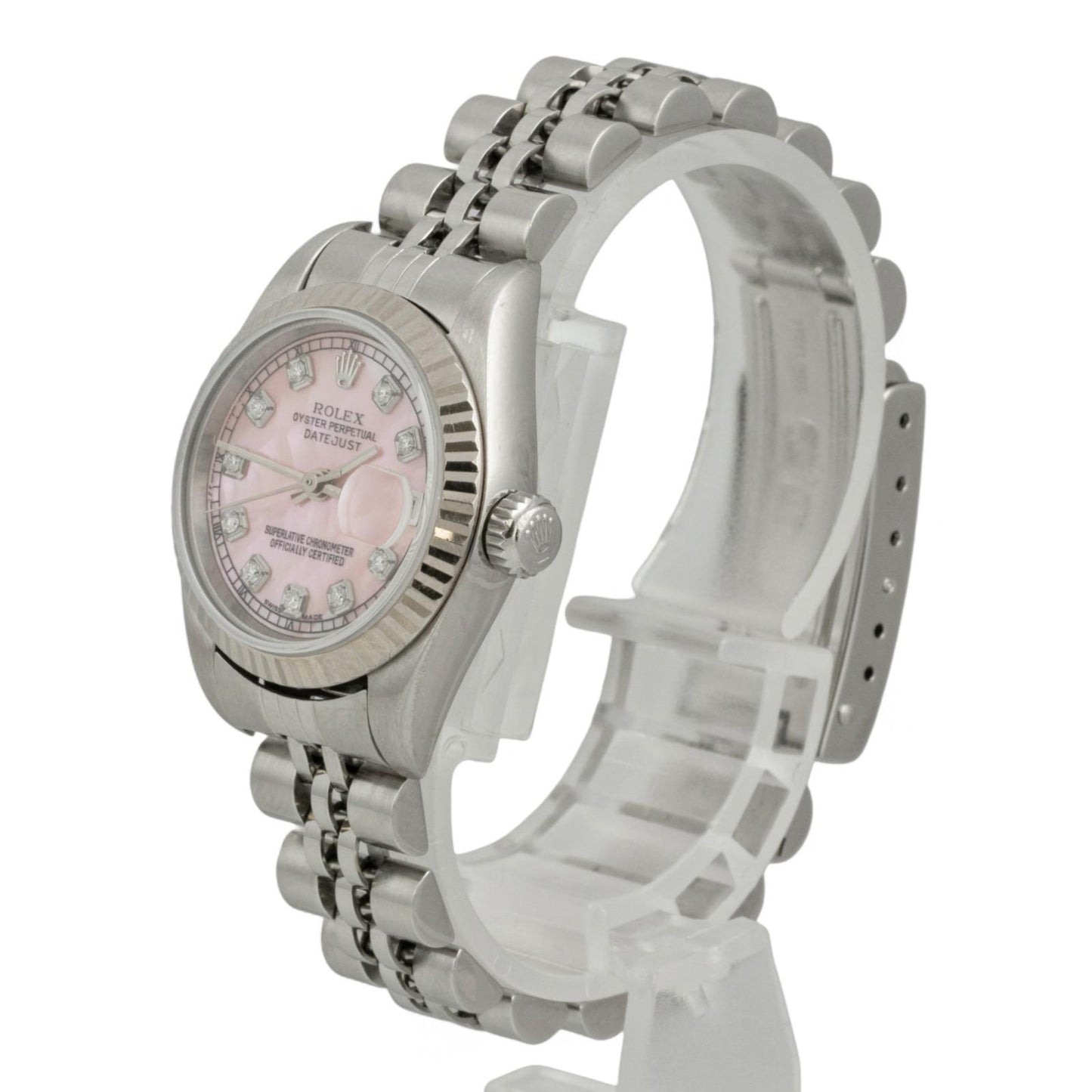 1996 Rolex DateJust 69174 Rose MOP Diamond Stainless Steel 26mm Ladies Watch BOX