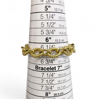 David Yurman 18k Yellow Gold Oval Cable Link 10-12mm Chain Bracelet 18" w/ BOX