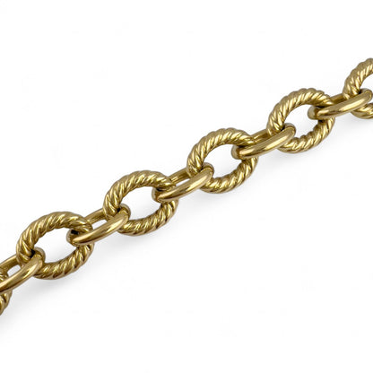 David Yurman 18k Yellow Gold Oval Cable Link 10-12mm Chain Bracelet 18" w/ BOX