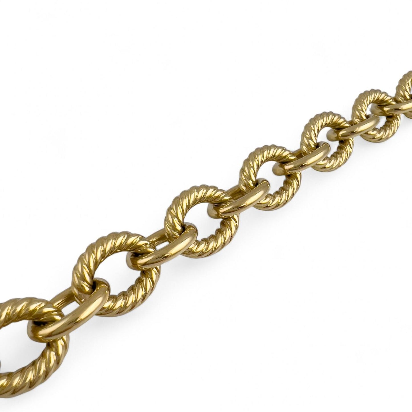 David Yurman 18k Yellow Gold Oval Cable Link 10-12mm Chain Bracelet 18" w/ BOX