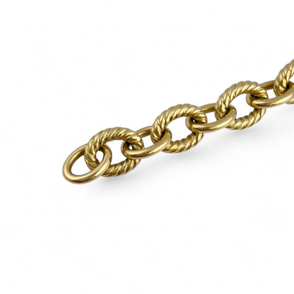 David Yurman 18k Yellow Gold Oval Cable Link 10-12mm Chain Bracelet 18" w/ BOX