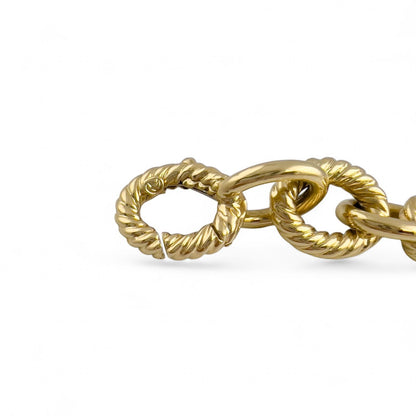 David Yurman 18k Yellow Gold Oval Cable Link 10-12mm Chain Bracelet 18" w/ BOX