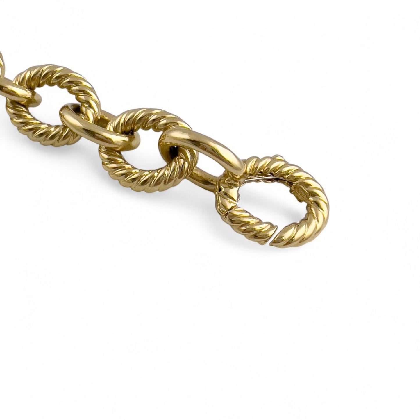 David Yurman 18k Yellow Gold Oval Cable Link 10-12mm Chain Bracelet 18" w/ BOX