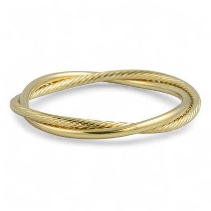 David Yurman 18k Yellow Gold Cable Crossover Interlaced Bangle Bracelet POUCH