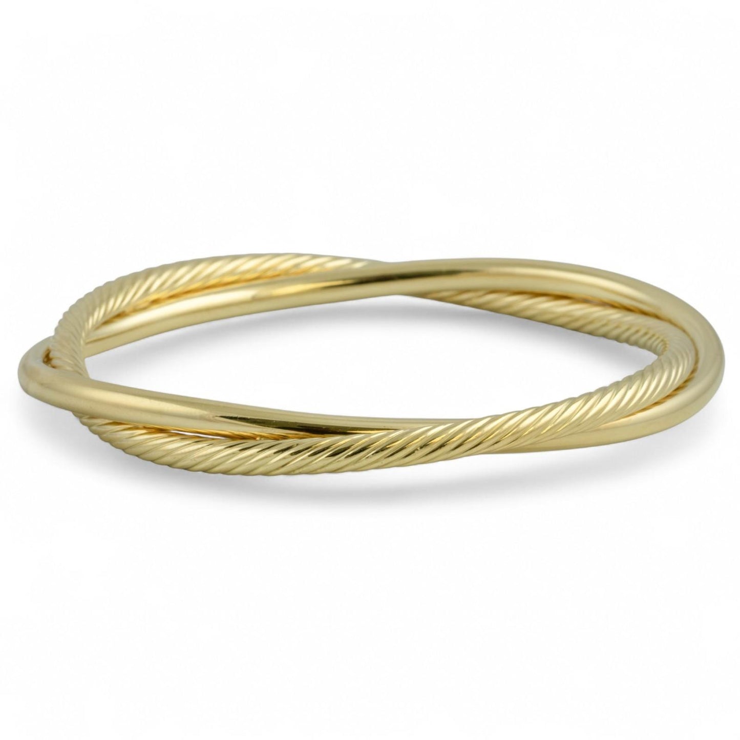 David Yurman 18k Yellow Gold Cable Crossover Interlaced Bangle Bracelet POUCH