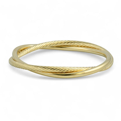 David Yurman 18k Yellow Gold Cable Crossover Interlaced Bangle Bracelet POUCH