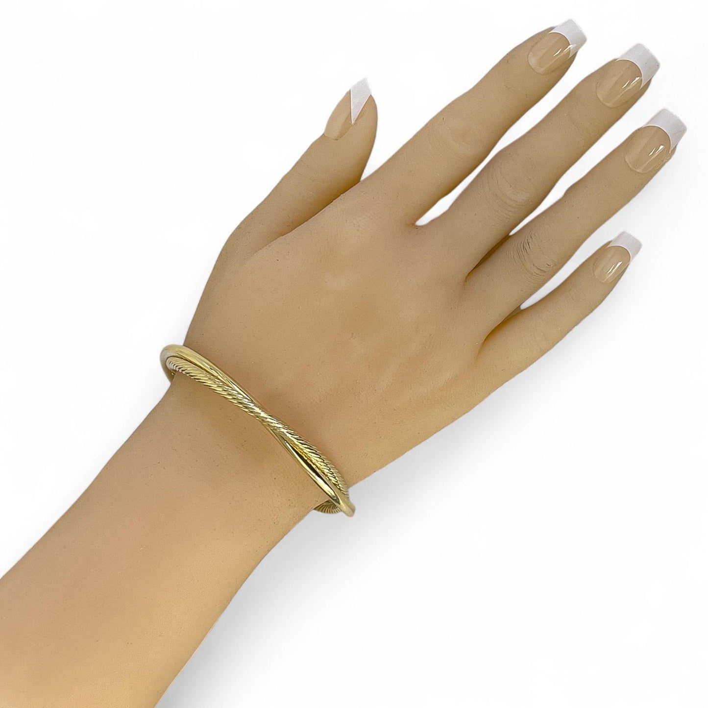 David Yurman 18k Yellow Gold Cable Crossover Interlaced Bangle Bracelet POUCH