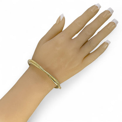 David Yurman 18k Yellow Gold Cable Crossover Interlaced Bangle Bracelet POUCH