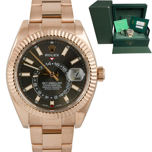 Rolex Sky-Dweller 18k Rose Gold SLATE Gray Rhodium 42mm 326935 BOX + PAPERS