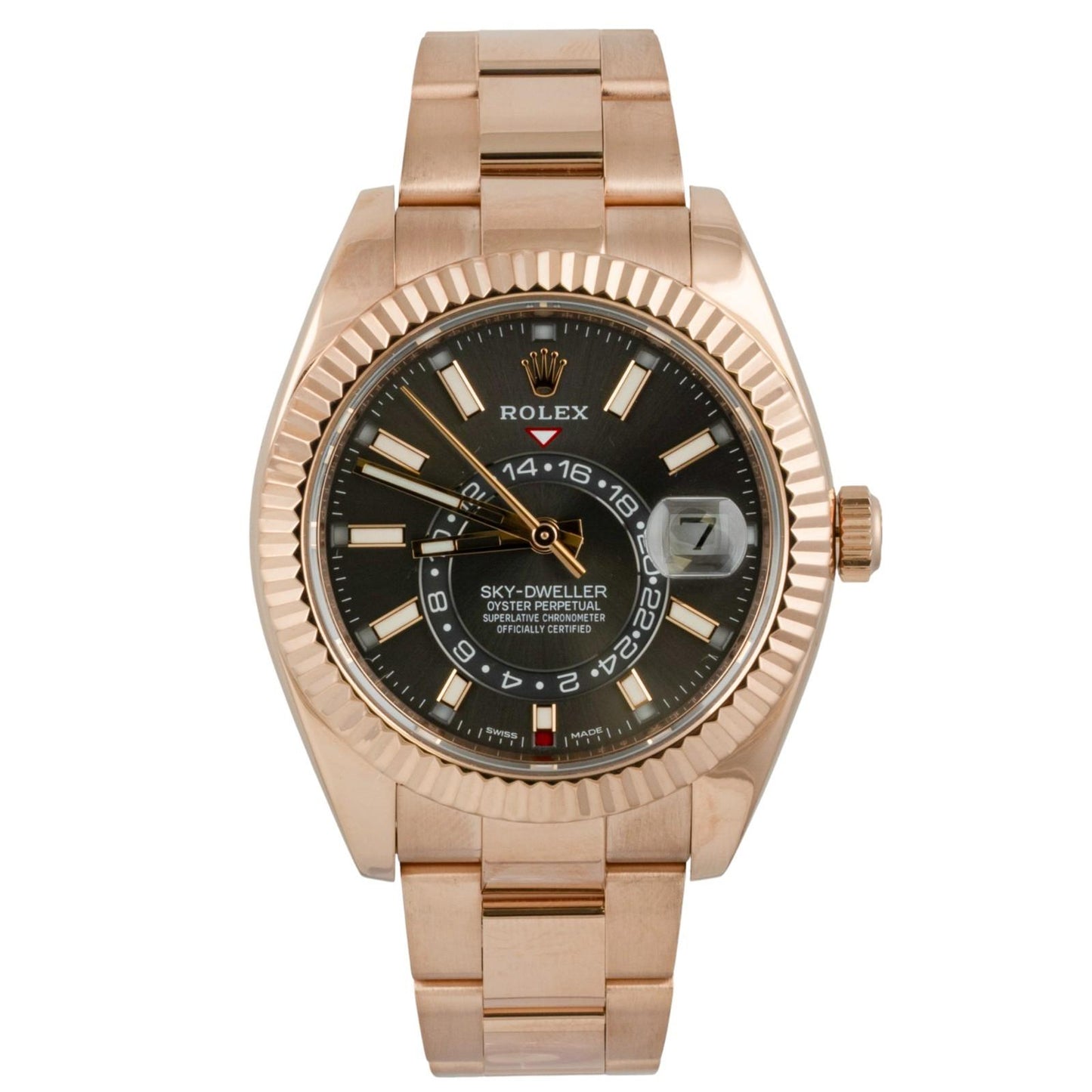 Rolex Sky-Dweller 18k Rose Gold SLATE Gray Rhodium 42mm 326935 BOX + PAPERS