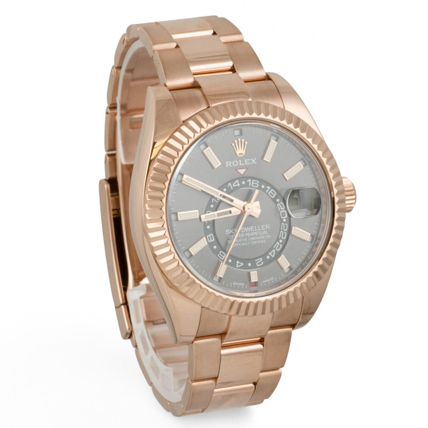 Rolex Sky-Dweller 18k Rose Gold SLATE Gray Rhodium 42mm 326935 BOX + PAPERS