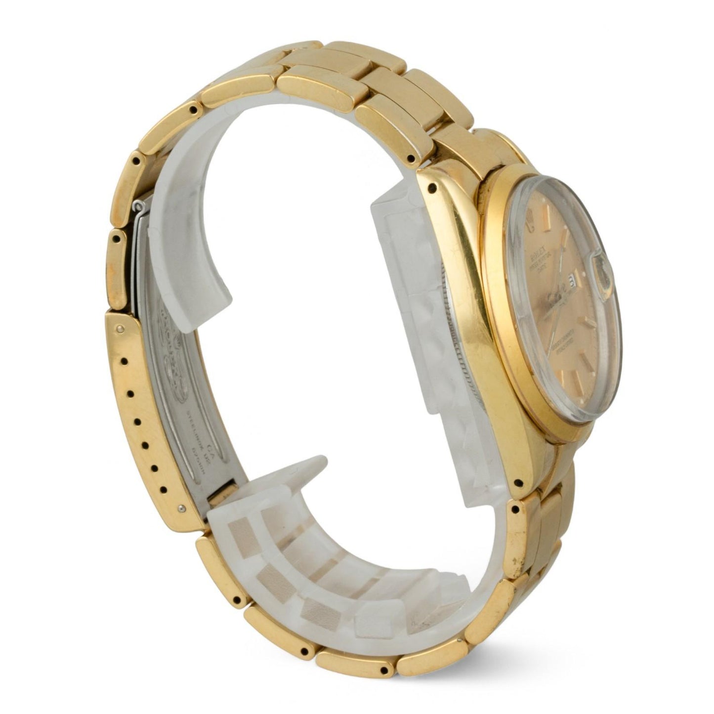 Rolex Oyster Perpetual Date 1505 Champagne 18k Gold Plated Steel 34mm VINTAGE