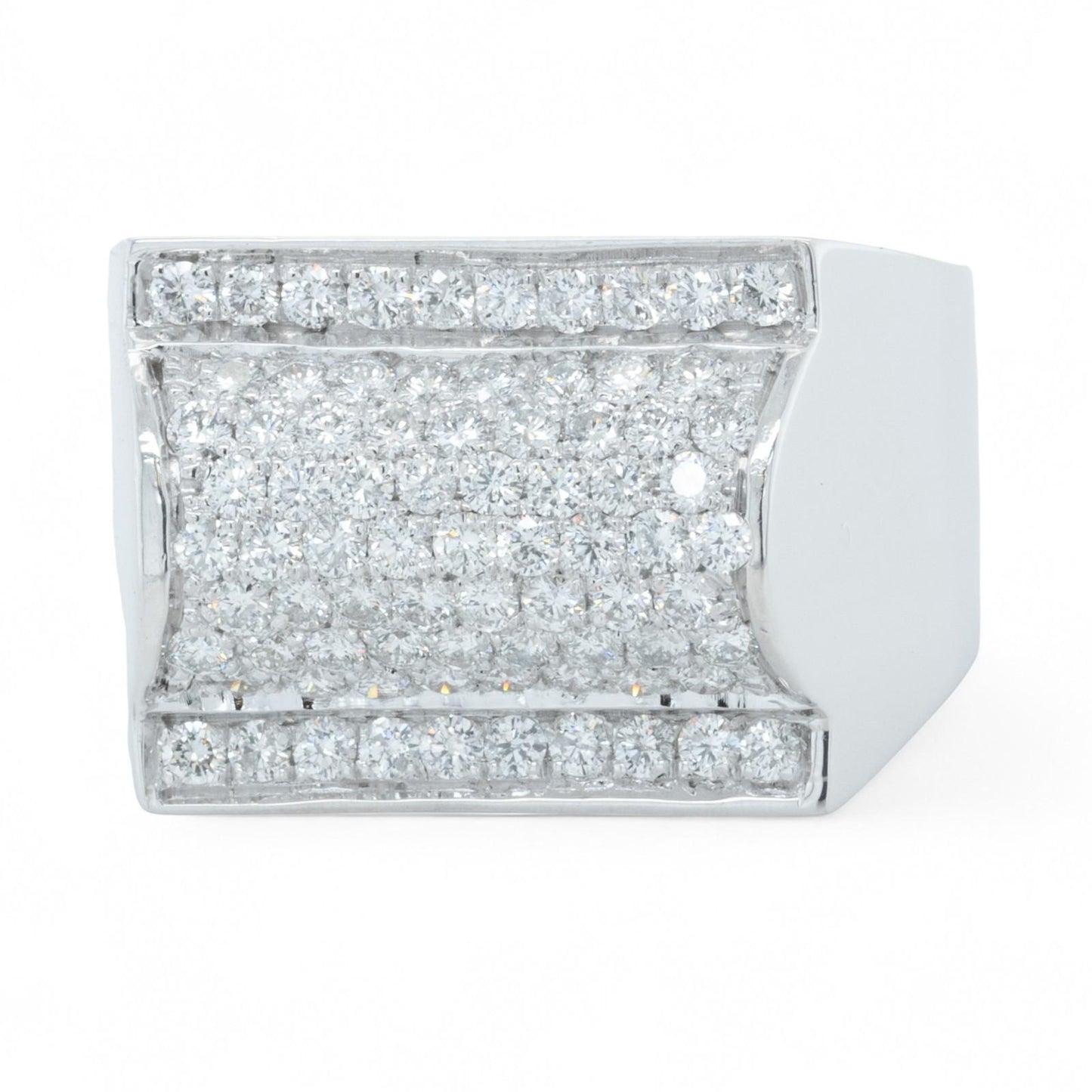 Men's 14k White Gold Pave Diamond Barrel Roll Top Ring 1.35ctw 20g HEAVY Size 12