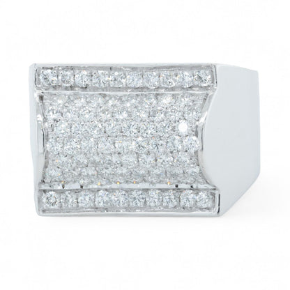 Men's 14k White Gold Pave Diamond Barrel Roll Top Ring 1.35ctw 20g HEAVY Size 12