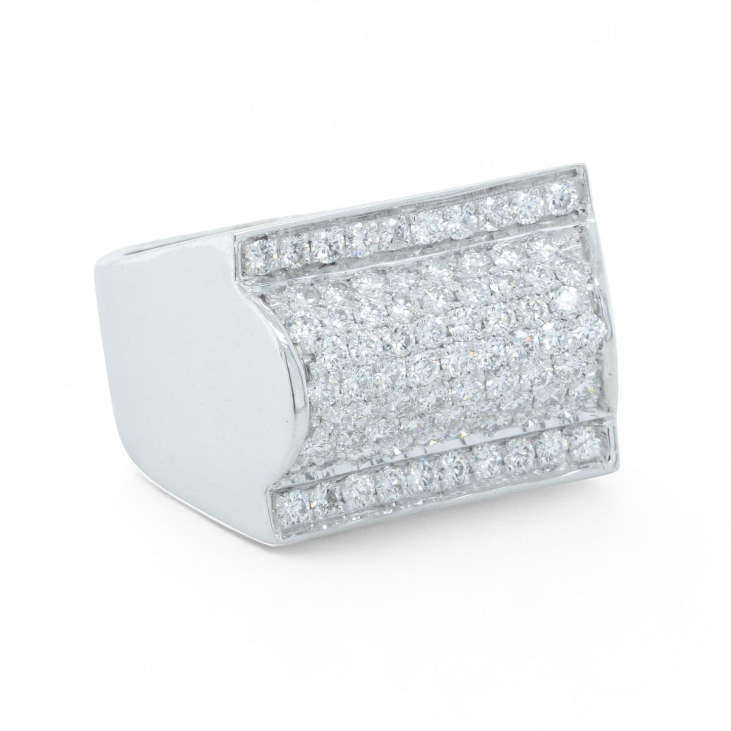 Men's 14k White Gold Pave Diamond Barrel Roll Top Ring 1.35ctw 20g HEAVY Size 12