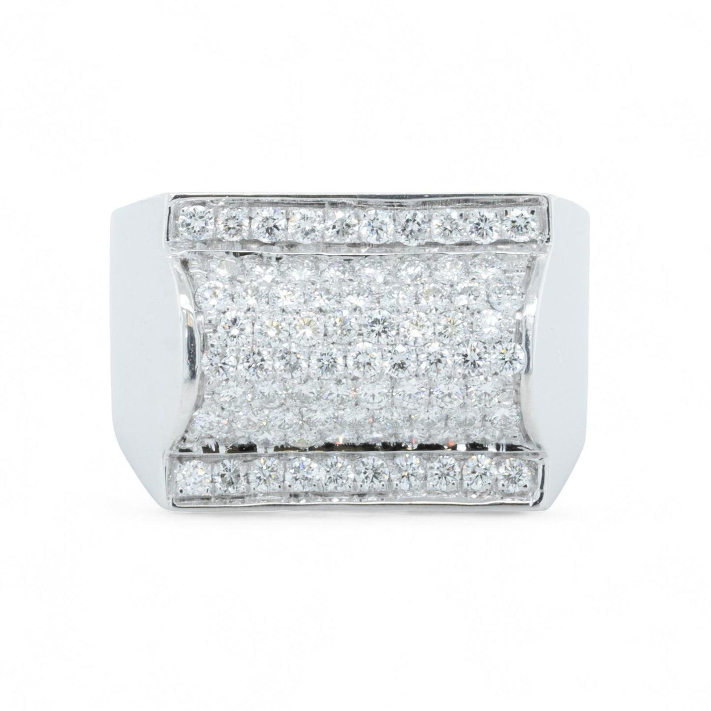 Men's 14k White Gold Pave Diamond Barrel Roll Top Ring 1.35ctw 20g HEAVY Size 12