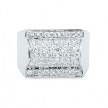 Men's 14k White Gold Pave Diamond Barrel Roll Top Ring 1.35ctw 20g HEAVY Size 12