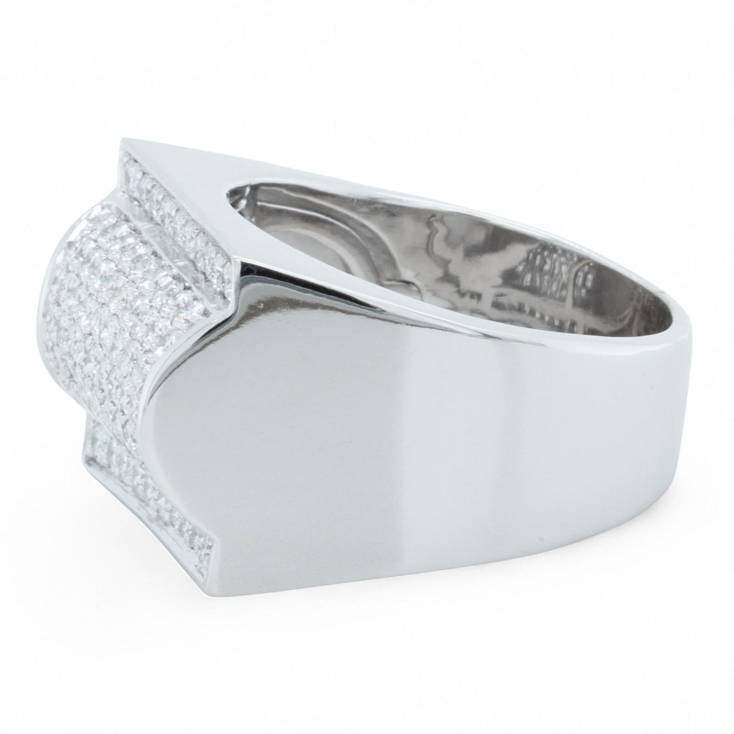 Men's 14k White Gold Pave Diamond Barrel Roll Top Ring 1.35ctw 20g HEAVY Size 12