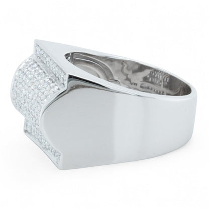 Men's 14k White Gold Pave Diamond Barrel Roll Top Ring 1.35ctw 20g HEAVY Size 12