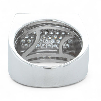 Men's 14k White Gold Pave Diamond Barrel Roll Top Ring 1.35ctw 20g HEAVY Size 12