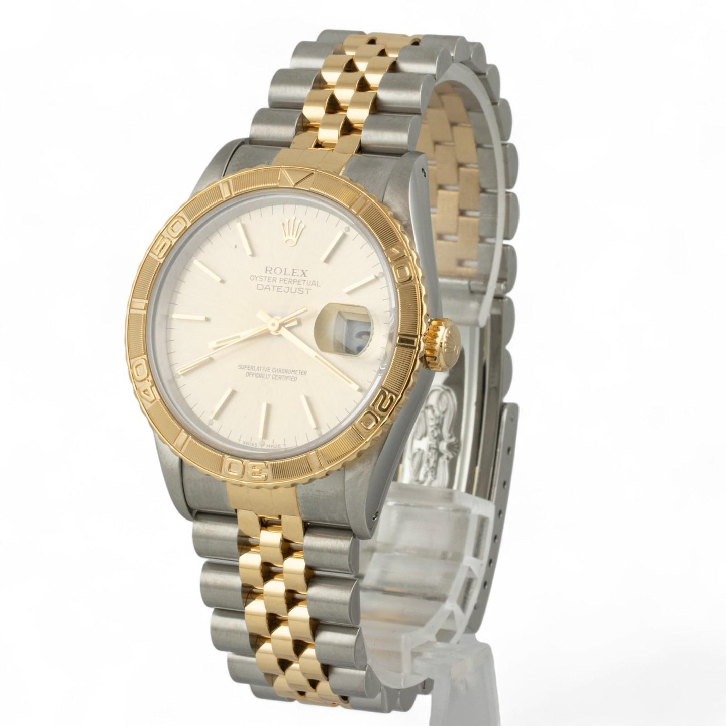 Rolex DateJust Thunderbird 16263 18k & Stainless Champagne Turn-O-Graph 36mm BOX