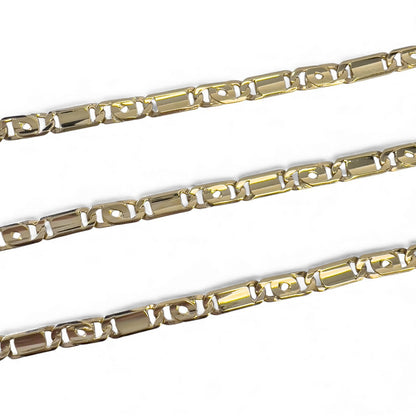 Y.T. 14k Yellow Gold Tiger Eye Link 6.80mm Chain Necklace 51.9g 24" ITALY