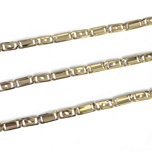 Y.T. 14k Yellow Gold Tiger Eye Link 6.80mm Chain Necklace 51.9g 24" ITALY