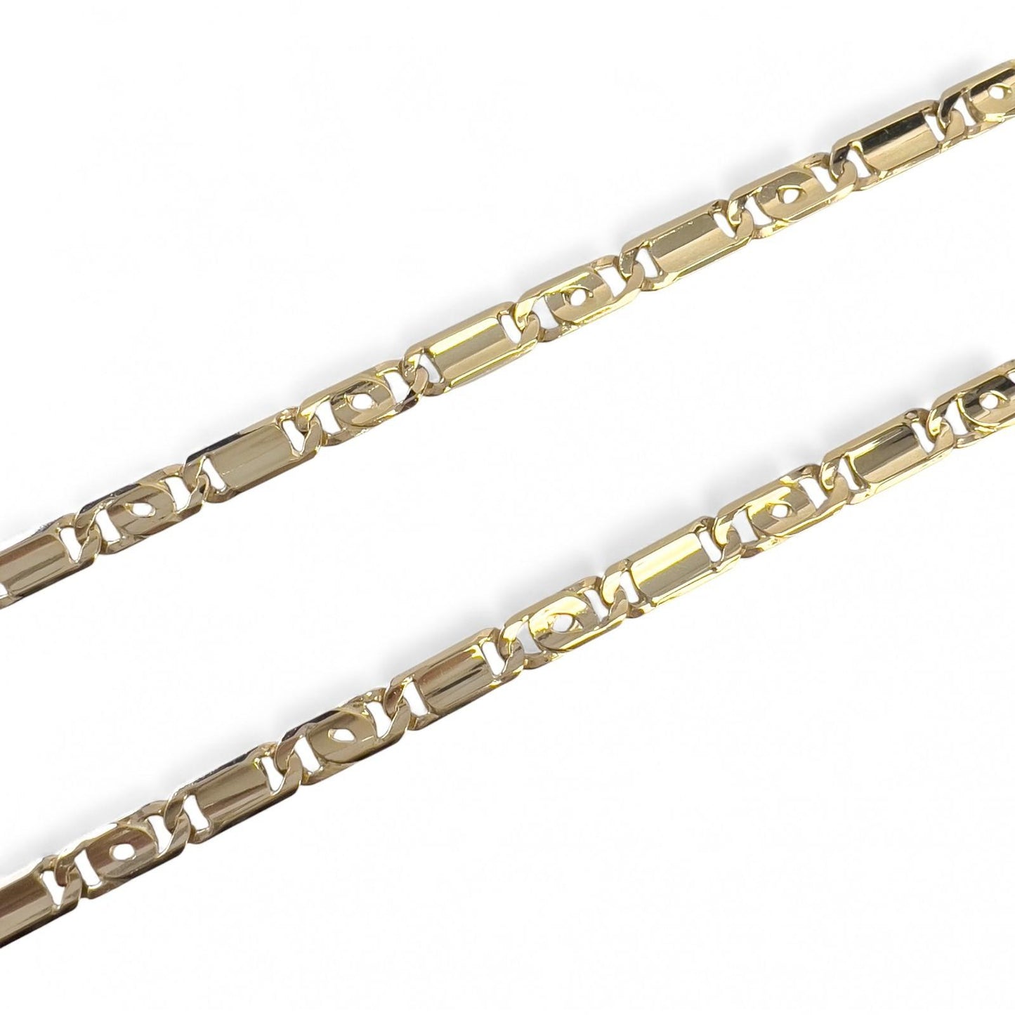 Y.T. 14k Yellow Gold Tiger Eye Link 6.80mm Chain Necklace 51.9g 24" ITALY