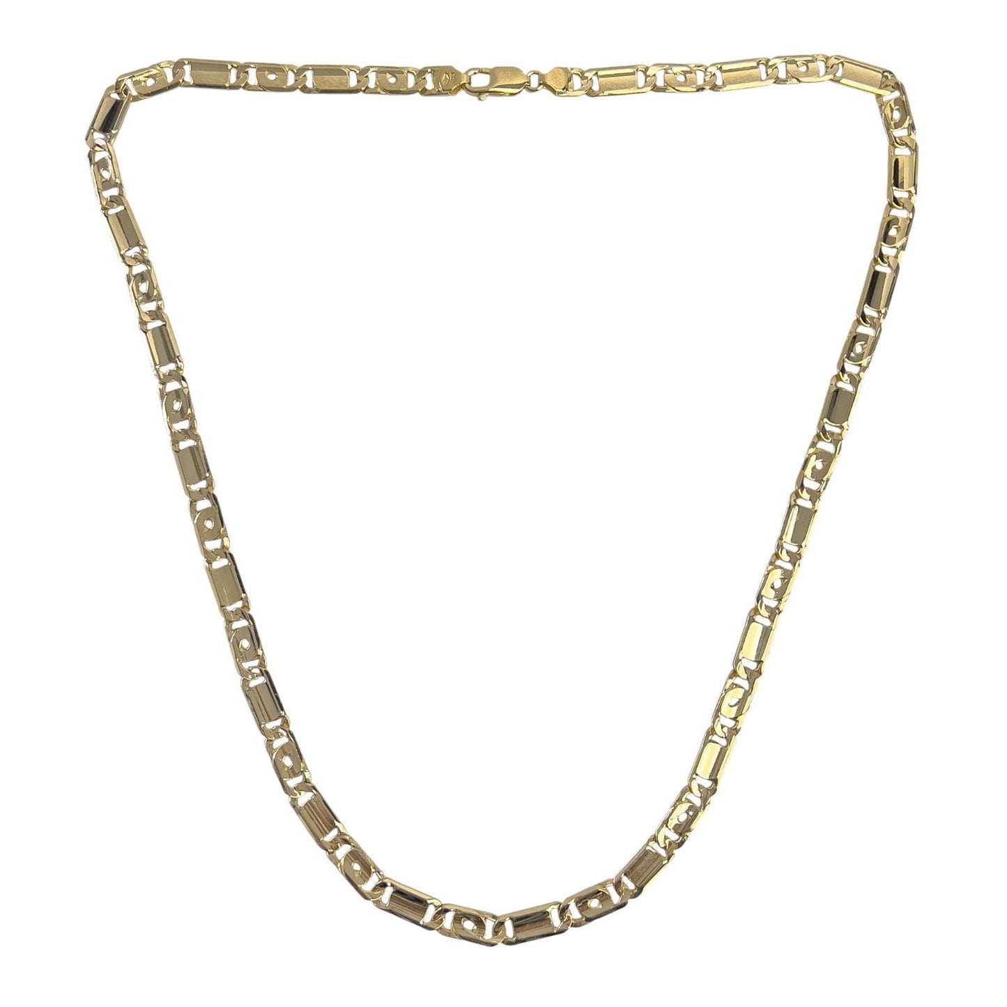 Y.T. 14k Yellow Gold Tiger Eye Link 6.80mm Chain Necklace 51.9g 24" ITALY