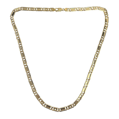 Y.T. 14k Yellow Gold Tiger Eye Link 6.80mm Chain Necklace 51.9g 24" ITALY