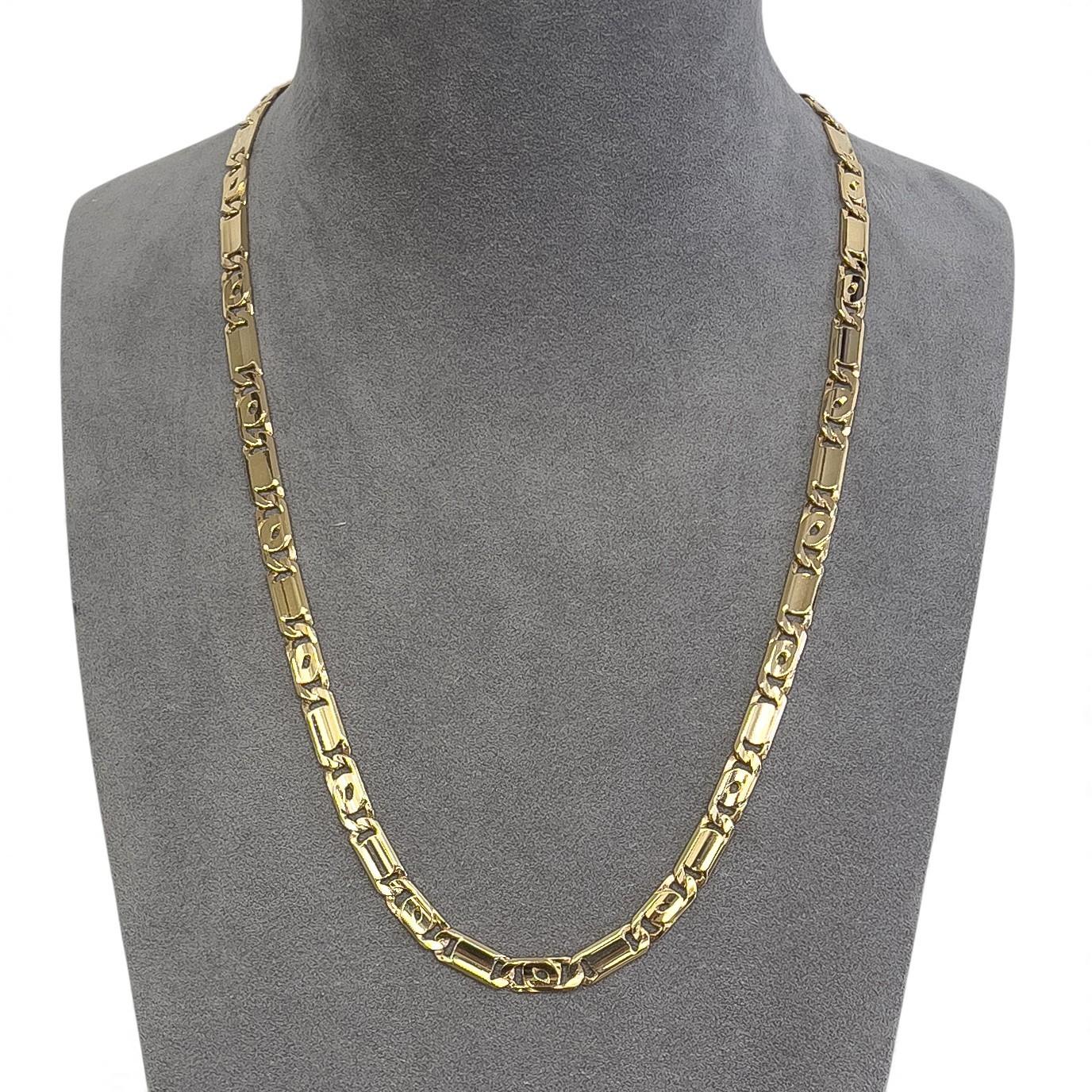 Y.T. 14k Yellow Gold Tiger Eye Link 6.80mm Chain Necklace 51.9g 24" ITALY