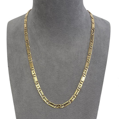 Y.T. 14k Yellow Gold Tiger Eye Link 6.80mm Chain Necklace 51.9g 24" ITALY