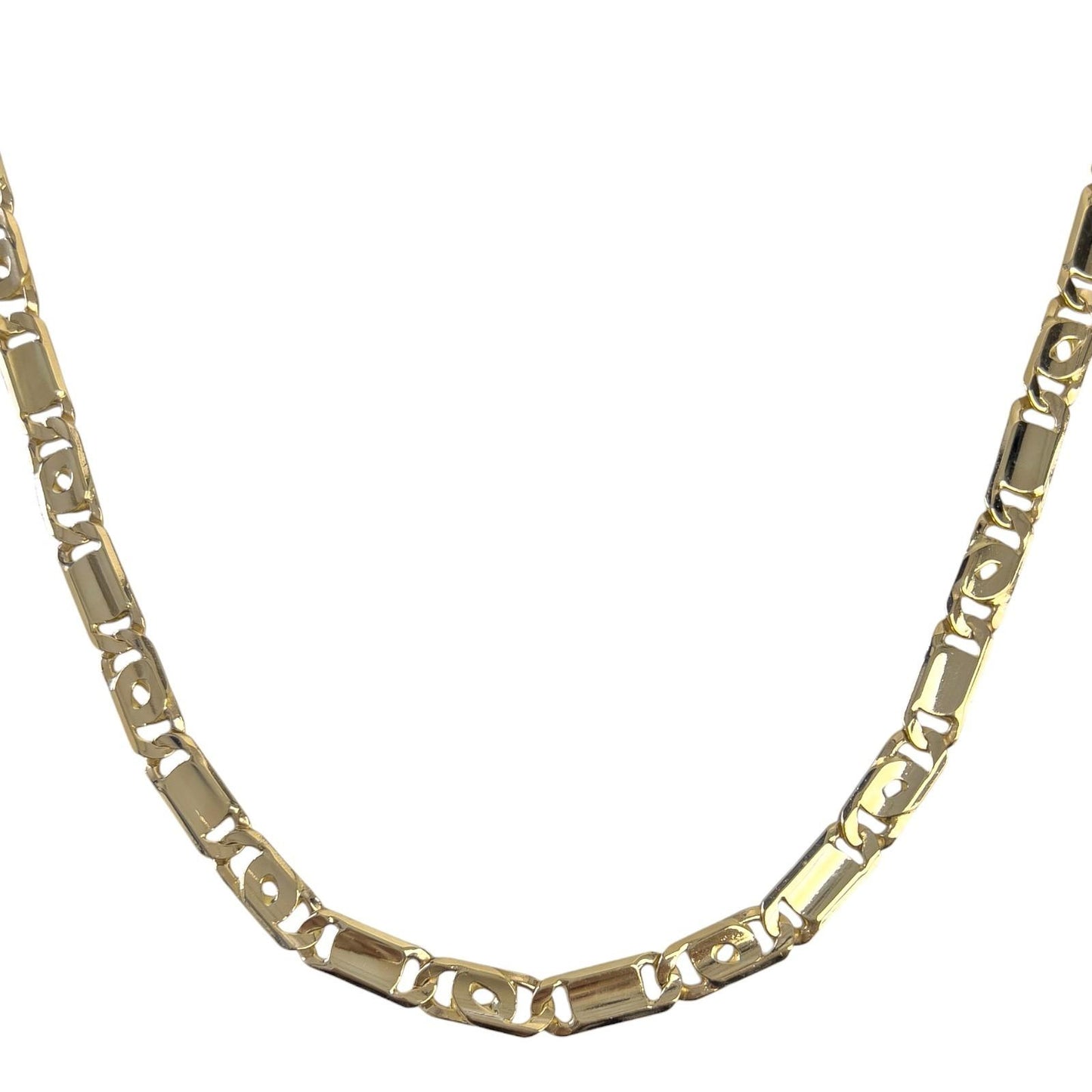 Y.T. 14k Yellow Gold Tiger Eye Link 6.80mm Chain Necklace 51.9g 24" ITALY