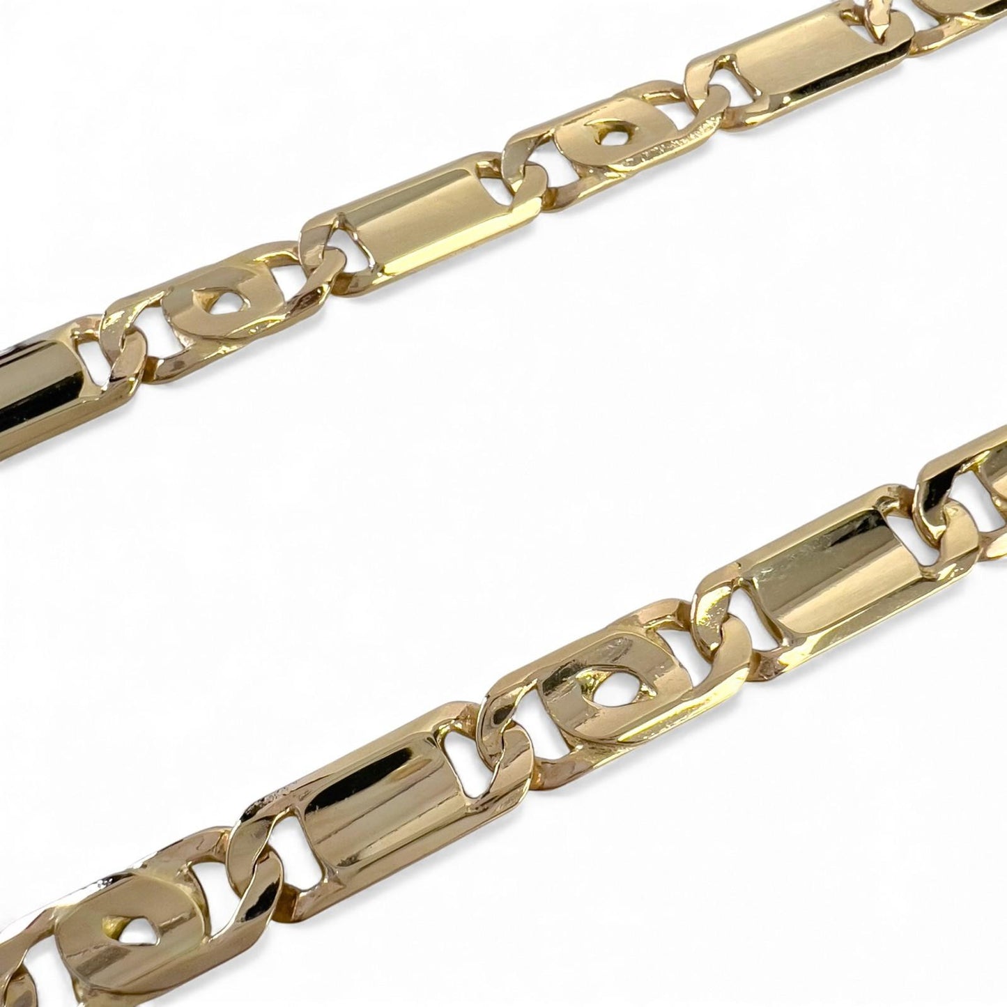 Y.T. 14k Yellow Gold Tiger Eye Link 6.80mm Chain Necklace 51.9g 24" ITALY