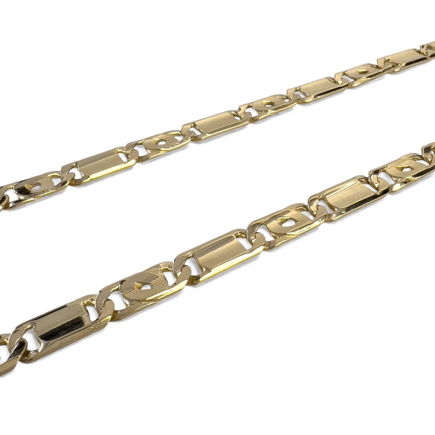 Y.T. 14k Yellow Gold Tiger Eye Link 6.80mm Chain Necklace 51.9g 24" ITALY