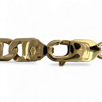 Y.T. 14k Yellow Gold Tiger Eye Link 6.80mm Chain Necklace 51.9g 24" ITALY