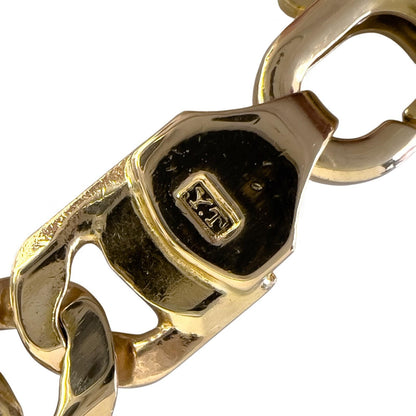 Y.T. 14k Yellow Gold Tiger Eye Link 6.80mm Chain Necklace 51.9g 24" ITALY