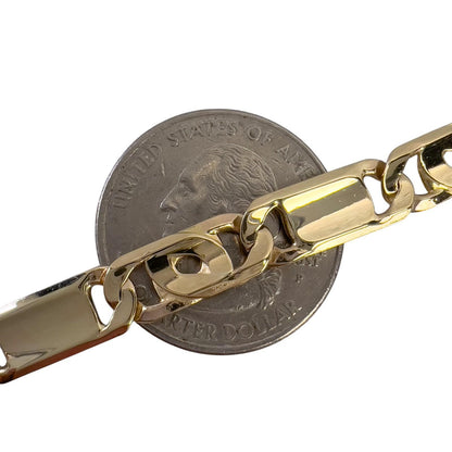 Y.T. 14k Yellow Gold Tiger Eye Link 6.80mm Chain Necklace 51.9g 24" ITALY