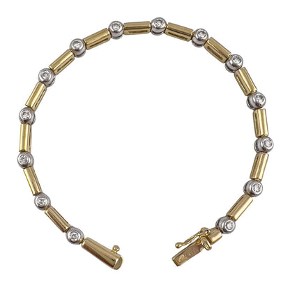 14k Yellow & White Gold 14 Diamond Station Bar Link Bracelet 0.86ctw G-H SI2 12g