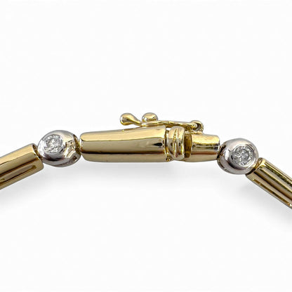 14k Yellow & White Gold 14 Diamond Station Bar Link Bracelet 0.86ctw G-H SI2 12g