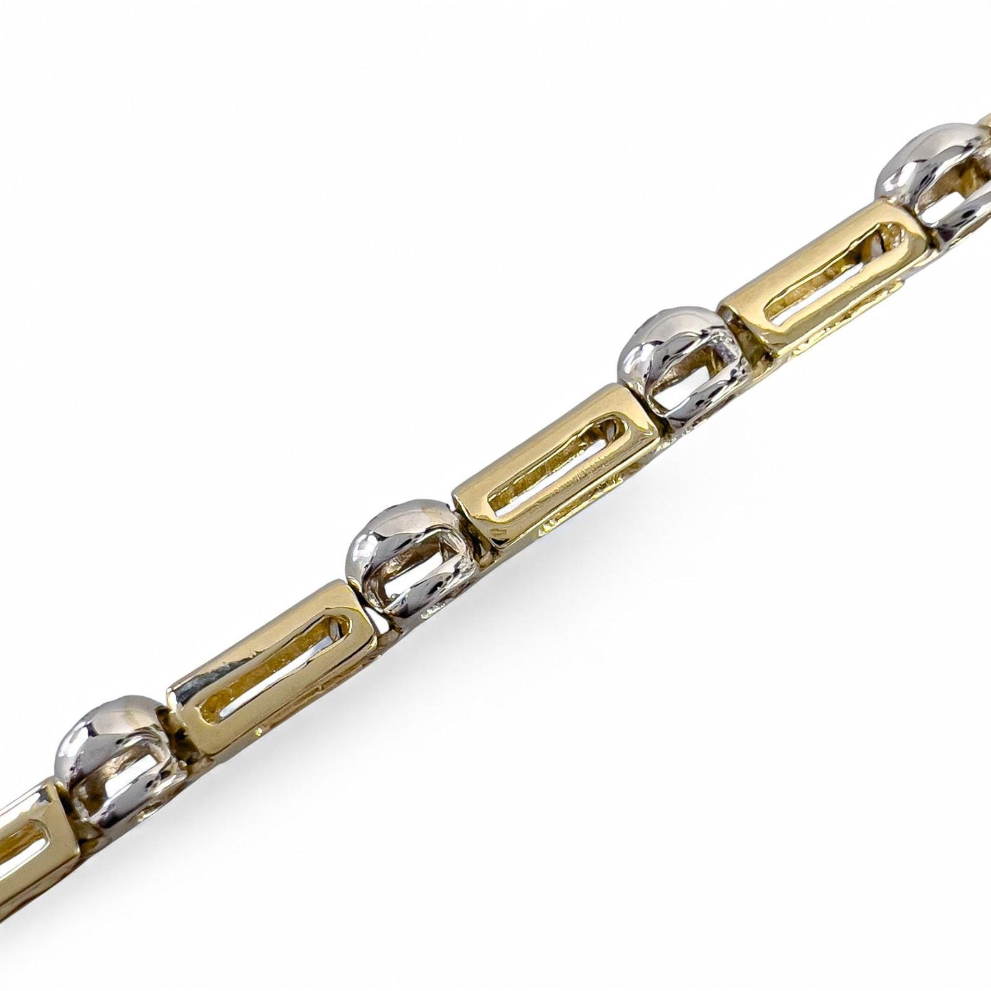 14k Yellow & White Gold 14 Diamond Station Bar Link Bracelet 0.86ctw G-H SI2 12g