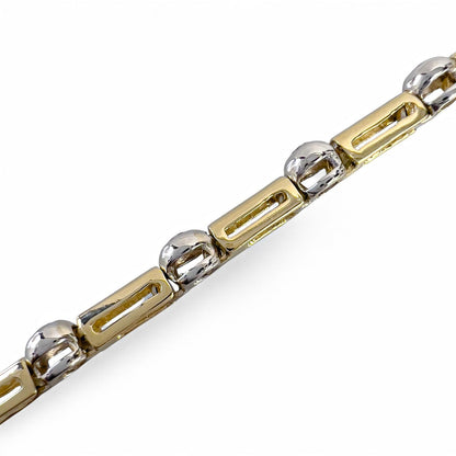 14k Yellow & White Gold 14 Diamond Station Bar Link Bracelet 0.86ctw G-H SI2 12g