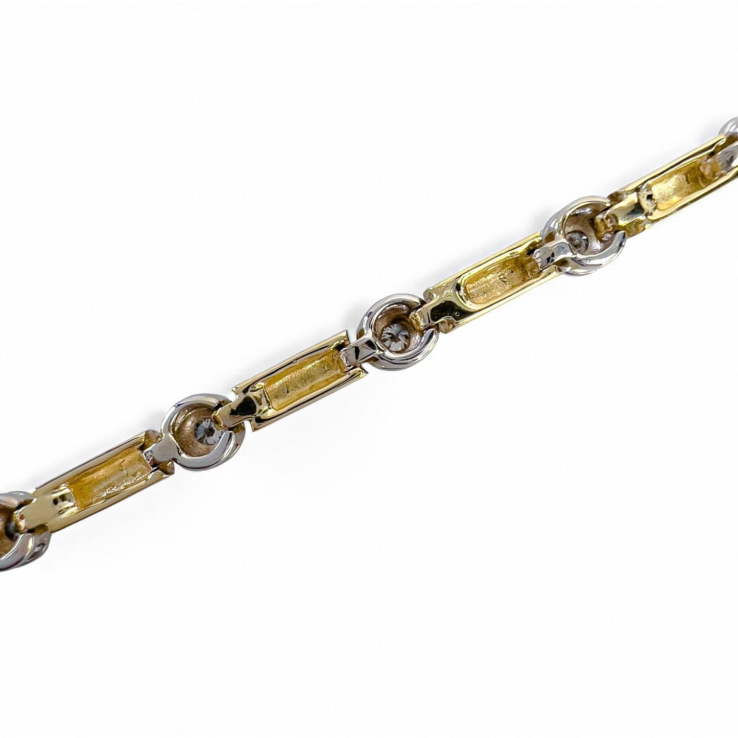 14k Yellow & White Gold 14 Diamond Station Bar Link Bracelet 0.86ctw G-H SI2 12g