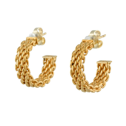 Tiffany & Co. Somerset Mesh 18k Yellow Gold Huggie Hoop Earrings 8.5g