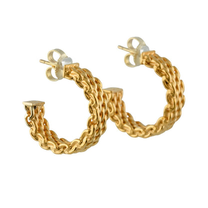 Tiffany & Co. Somerset Mesh 18k Yellow Gold Huggie Hoop Earrings 8.5g